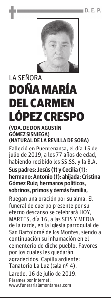 DOÑA MARÍA DEL CARMEN LÓPEZ CRESPO