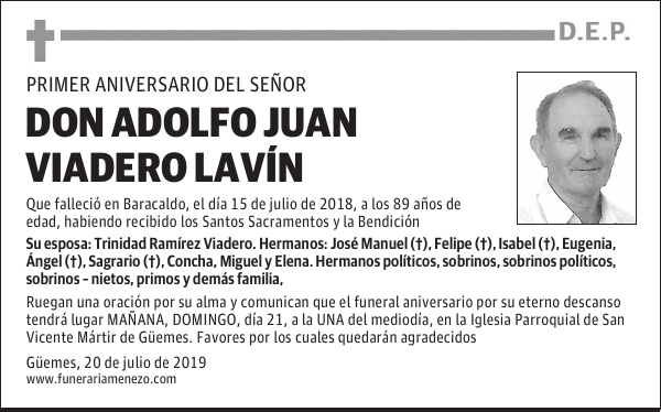 Don Adolfo Juan Viadero Lavín