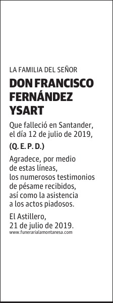 DON FRANCISCO FERNÁNDEZ YSART