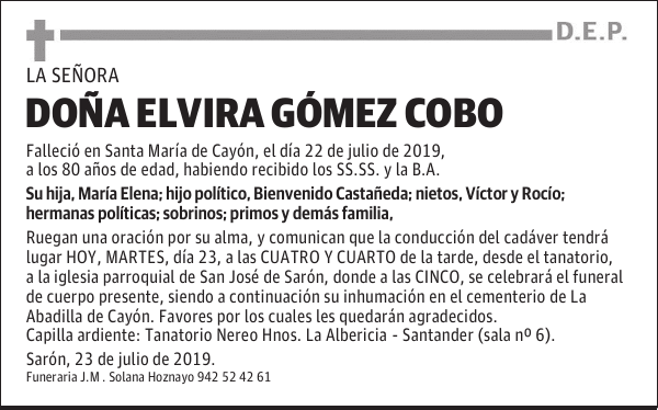 DOÑA ELVIRA GÓMEZ COBO