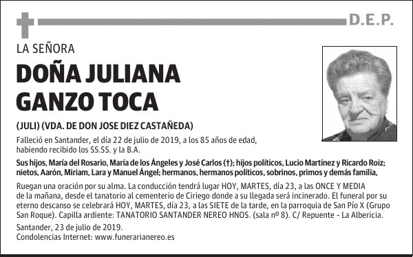 DOÑA JULIANA GANZO TOCA