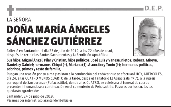 DOÑA MARÍA ÁNGELES SÁNCHEZ GUTIÉRREZ