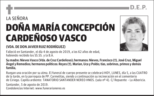 DOÑA MARÍA CONCEPCIÓN CARDEÑOSO VASCO