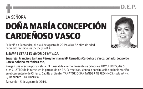DOÑA MARÍA CONCEPCIÓN CARDEÑOSO VASCO