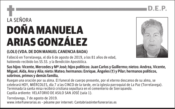 DOÑA MANUELA ARIAS GONZÁLEZ