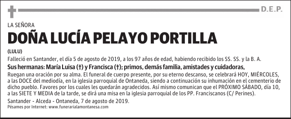 DOÑA LUCÍA PELAYO PORTILLA
