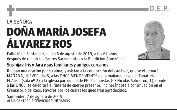 DOÑA MARÍA JOSEFA ÁLVAREZ ROS