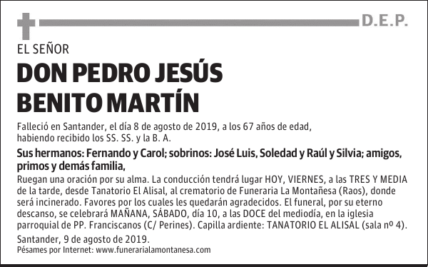 DON PEDRO JESÚS BENITO MARTÍN