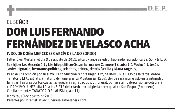 DON LUIS FERNANDO FERNÁNDEZ DE VELASCO ACHA