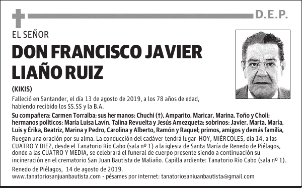 DON FRANCISCO JAVIER LIAÑO RUIZ