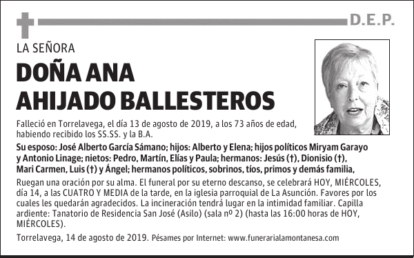 DOÑA ANA AHIJADO BALLESTEROS