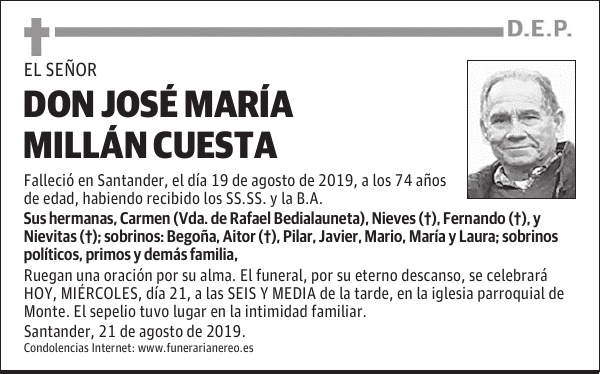 DON JOSÉ MARÍA MILLÁN CUESTA