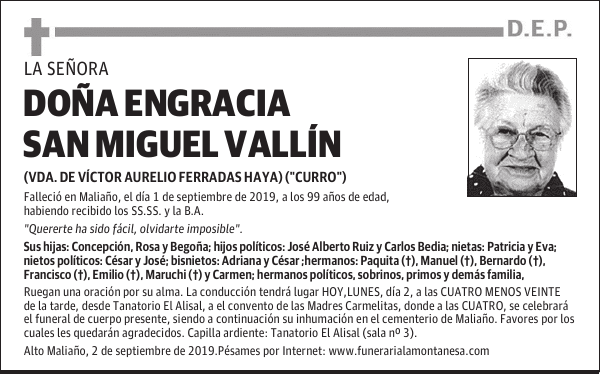 DOÑA ENGRACIA SAN MIGUEL VALLÍN