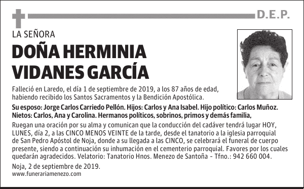 DOÑA HERMINIA VIDANES GARCÍA