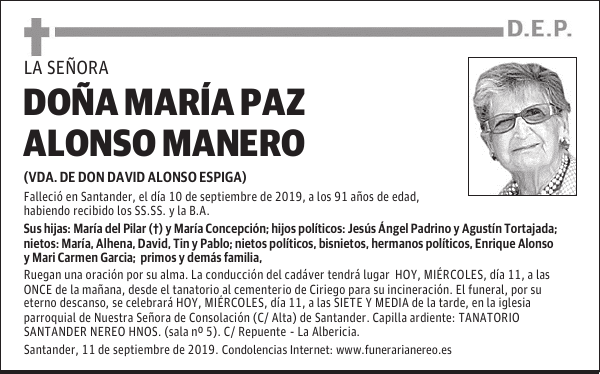 DOÑA MARÍA PAZ ALONSO MANERO