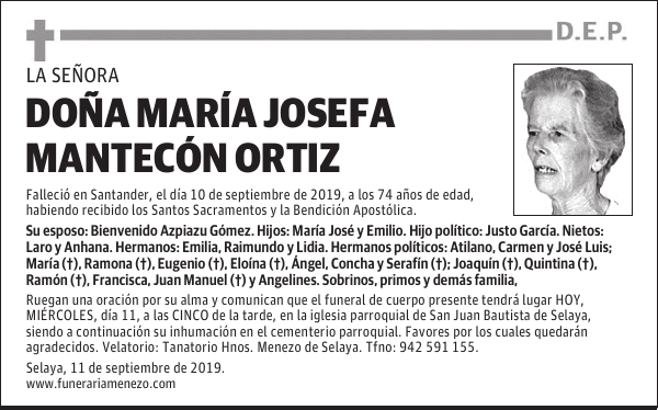 DOÑA MARÍA JOSEFA MANTECÓN ORTIZ