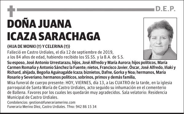 DOÑA JUANA ICAZA SARACHAGA