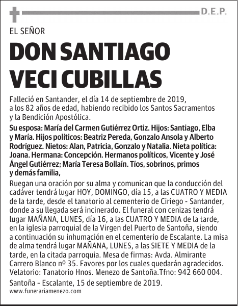 DON SANTIAGO VECI CUBILLAS