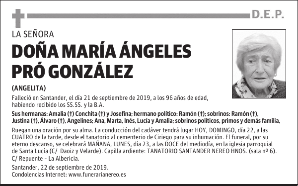 DOÑA MARÍA ÁNGELES PRÓ GONZÁLEZ