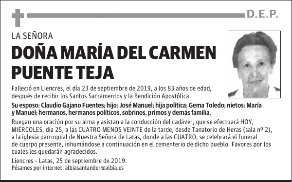 DOÑA MARÍA DEL CARMEN PUENTE TEJA