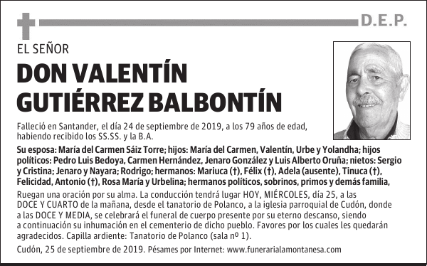 DON VALENTÍN GUTIÉRREZ BALBONTÍN