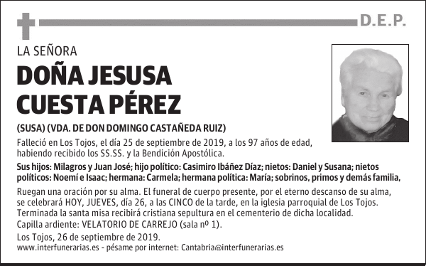 DOÑA JESUSA CUESTA PÉREZ