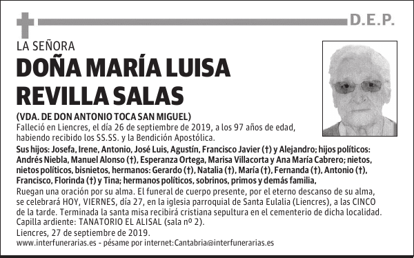 DOÑA MARÍA LUISA REVILLA SALAS