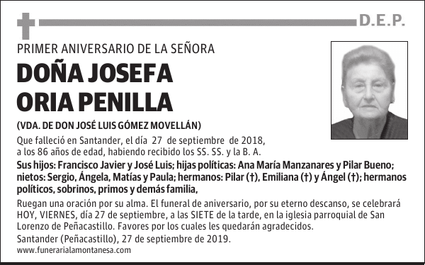 DOÑA JOSEFA ORIA PENILLA