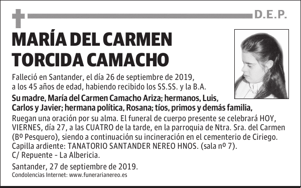 MARÍA DEL CARMEN TORCIDA CAMACHO