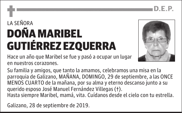 DOÑA MARIBEL GUTIÉRREZ EZQUERRA