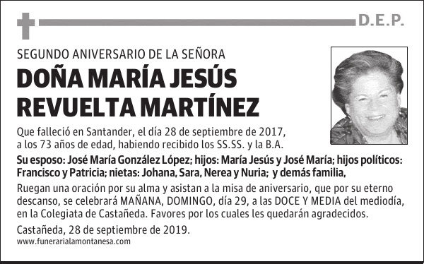 DOÑA MARÍA JESÚS REVUELTA MARTÍNEZ