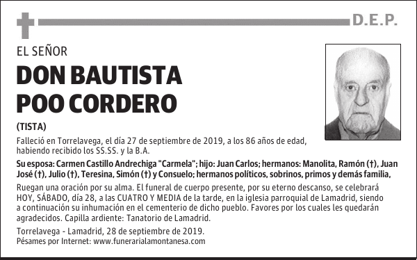 DON BAUTISTA POO CORDERO