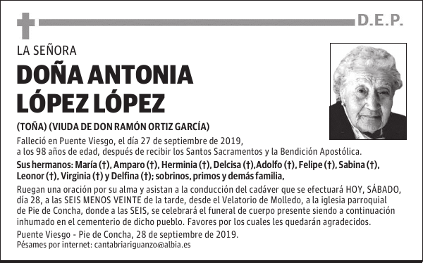 DOÑA ANTONIA LÓPEZ LÓPEZ