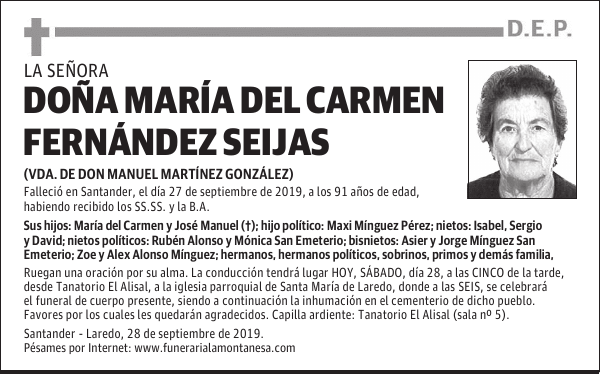 DOÑA MARÍA DEL CARMEN FERNÁNDEZ SEIJAS