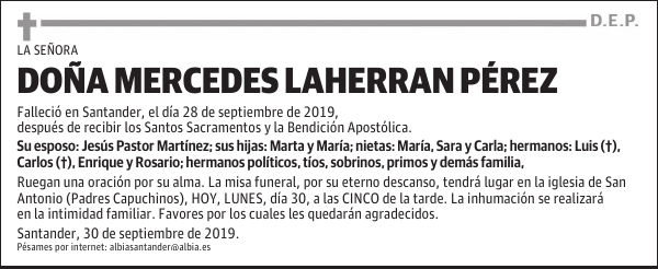 DOÑA MERCEDES LAHERRAN PÉREZ