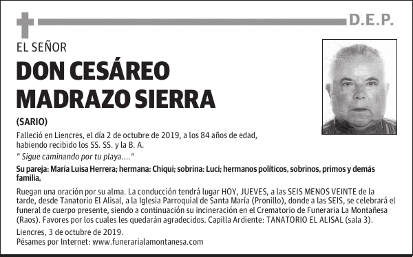 DON CESÁREO MADRAZO SIERRA