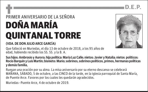 DOÑA MARiA QUINTANAL TORRE