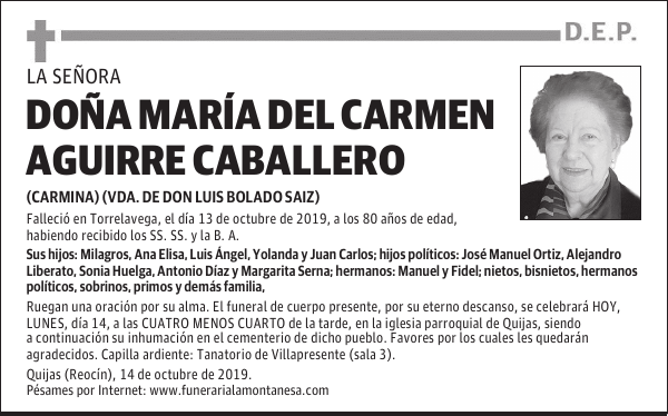 DOÑA MARÍA DEL CARMEN AGUIRRE CABALLERO