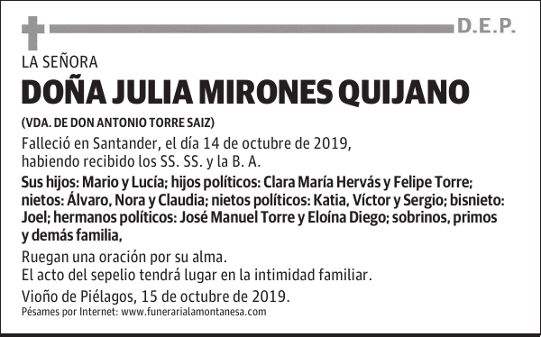 DOÑA JULIA MIRONES QUIJANO