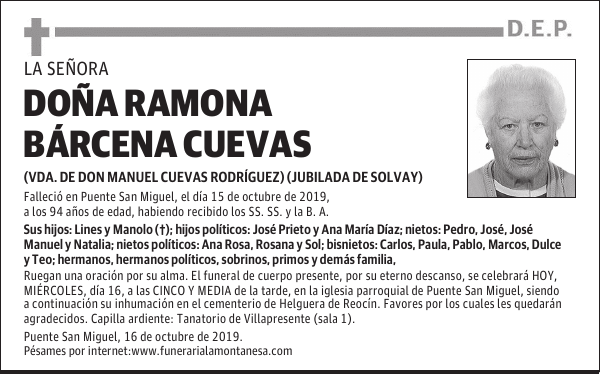 DOÑA RAMONA BÁRCENA CUEVAS