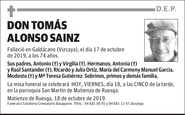 DON TOMÁS ALONSO SAINZ