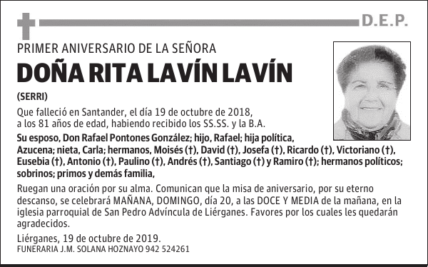 DOÑA RITA LAVÍN LAVÍN