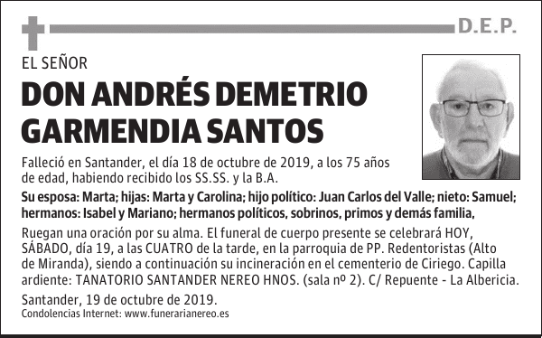 DON ANDRÉS DEMETRIO GARMENDIA SANTOS