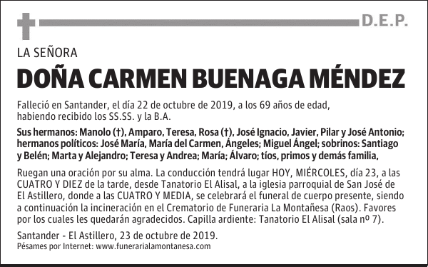 DOÑA CARMEN BUENAGA MÉNDEZ