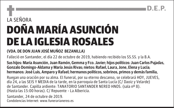 DOÑA MARÍA ASUNCIÓN DE LA IGLESIA ROSALES