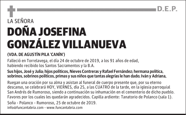 DOÑA JOSEFINA GONZÁLEZ VILLANUEVA