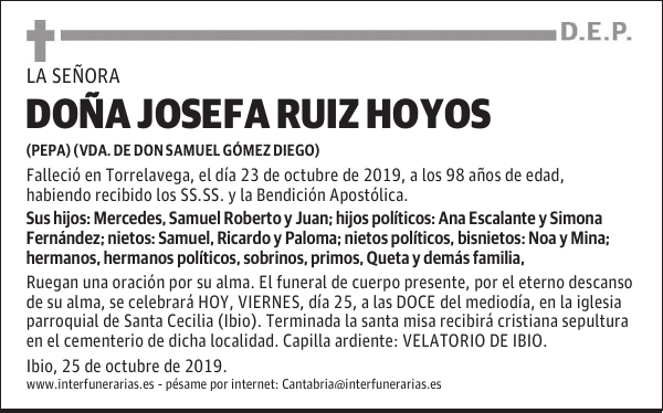 DOÑA JOSEFA RUIZ HOYOS