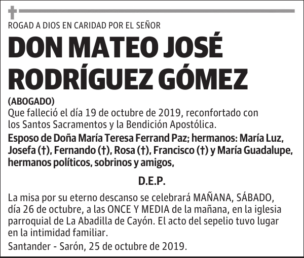 DON MATEO JOSÉ RODRÍGUEZ GÓMEZ