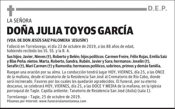 DOÑA JULIA TOYOS GARCÍA