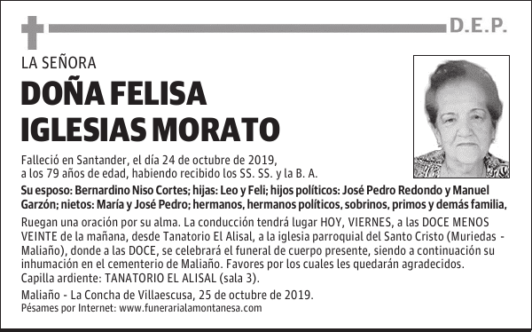 DOÑA FELISA IGLESIAS MORATO